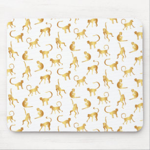 Gold Wild Monkey Tropical Jungle Mouse Mat
