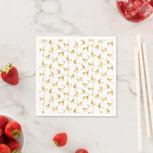 Gold Wild Monkey Tropical Jungle Napkin