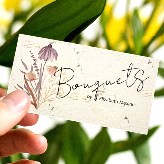 Gold Wildflower Boho Business Card (Creator Uploaded)