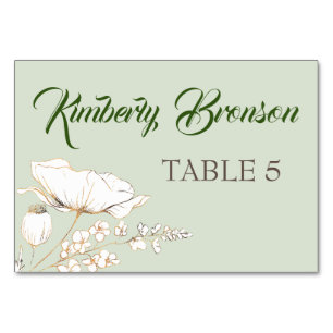 Gold Wildflower Individual Guest Names Table Card