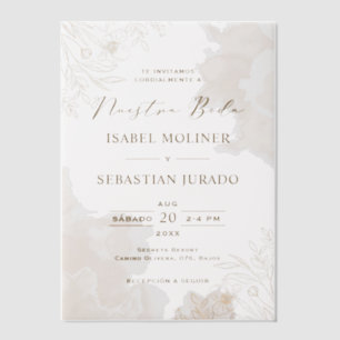 Gold Wildflower Nuestra Boda Spanish Wedding Vellum Invitations
