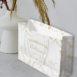 Gold Wildflower Sketch Bridal Party Thank You Large Gift Bag<br><div class="desc">Wildflower wedding favour gift bag to personalise for the members of your bridal party, such as flower girl, bridesmaid, maid of honour etc. The bag is decorated with pretty gold wild flowers and elegant handwritten script typography. Simple and delicate, this floral botanical design features a pattern of scattered gold wildflowers,...</div>