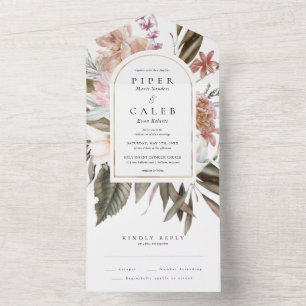 Gold Wildflower Wedding Arch All In One Invitation