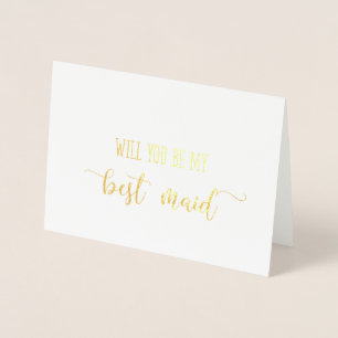 Gold Will You Be My Best Maid Wedding Request Card