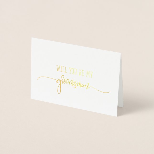 Gold Will You Be My Groomsman Wedding Day Card (Front)
