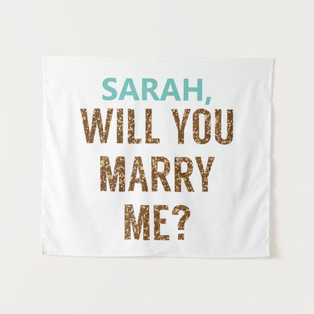 Gold Will You Marry Me? Backdrop Marriage Proposal Tapestry (Front (Horizontal))