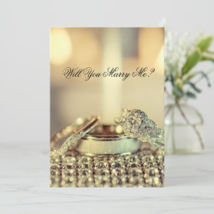 Gold Will You Marry Me Proposal Invitation