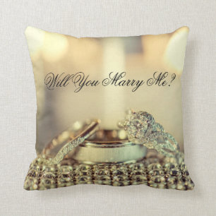 Gold Will You Marry Me Proposal Script Cushion