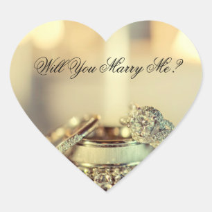 Gold Will You Marry Me Proposal Script  Heart Sticker