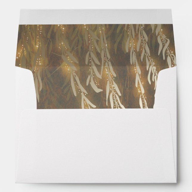 Gold Willow Branches Glamour Vintage Wedding Envelopes (Back (Bottom))