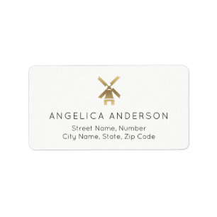Gold Windmill Address Label