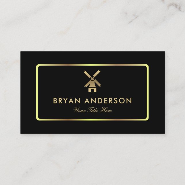 Gold Windmill Business Card (Front)