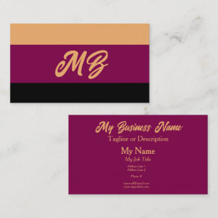 Gold Wine and Black Color Blocks Generic Business Card