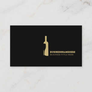 Gold Wine Bottle Sommelier Elegant Black Business Card