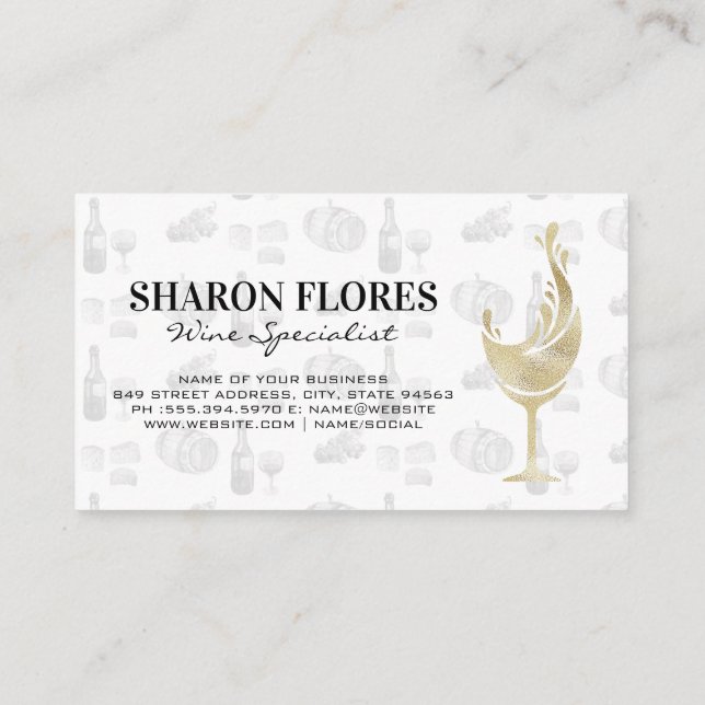 Gold Wine Glass Business Card (Back)