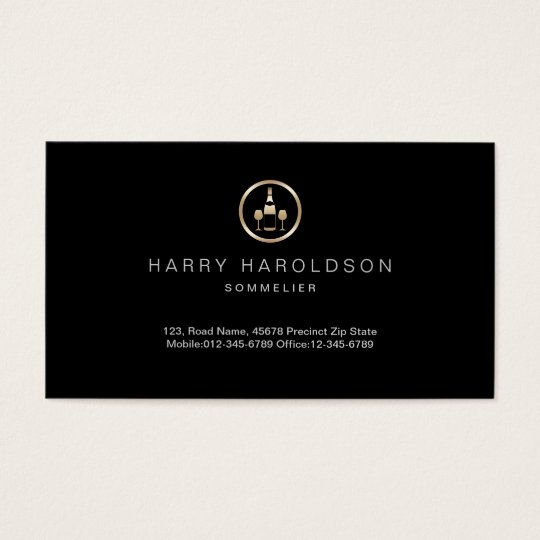 Gold Wine Icon Sommelier Business Card