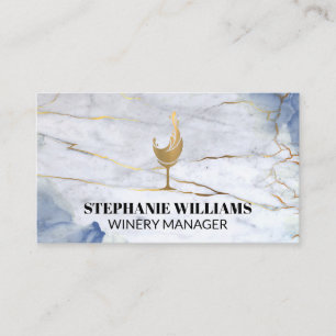 Gold Wine Splash Blue Marble Gold Appointment Card