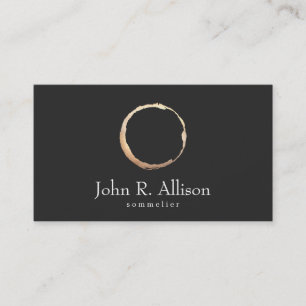 Gold Wine Stain Sommelier Black Business Card
