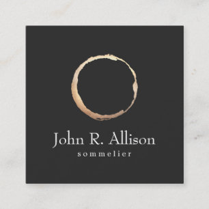 Gold Wine Stain Sommelier Black Square Business Card
