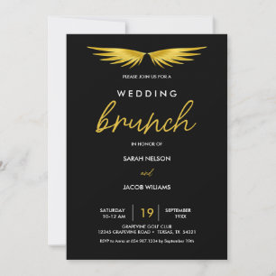 Gold Wings, Black Post Wedding Brunch Invitation
