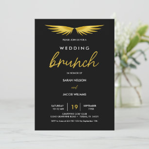 Gold Wings, Black Post Wedding Brunch Save The Date