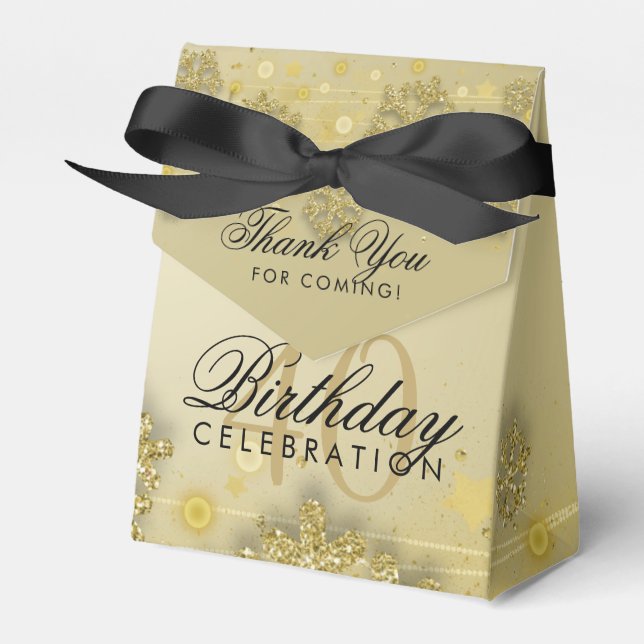 Gold Winter 40th Birthday Thank You Favour Box (Front Side)
