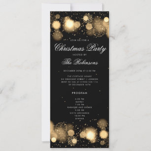 Gold Winter Christmas Party Invite Program & Menu