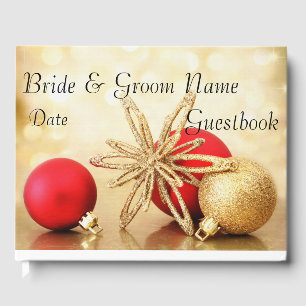 Gold Winter Christmas Wedding Guest Book