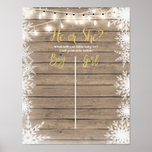 Gold Winter Gender Reveal Voting Board Poster