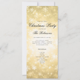 Gold Winter Holiday Invite w/ Program & Menu