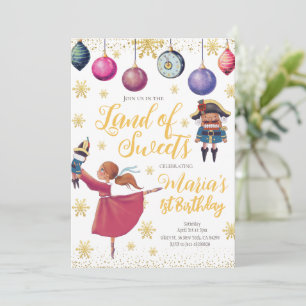 Gold Winter Nutcracker Birthday Invitation