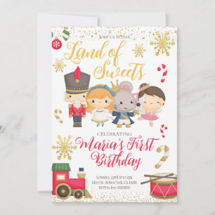 Gold Winter Nutcracker Birthday Invitation