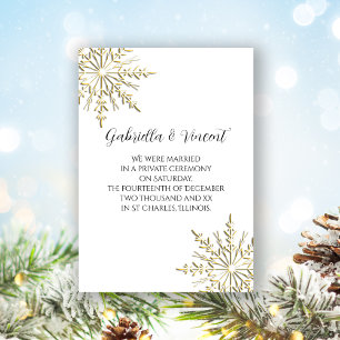Gold Winter Snowflake Private Marriage / Elopement Invitation