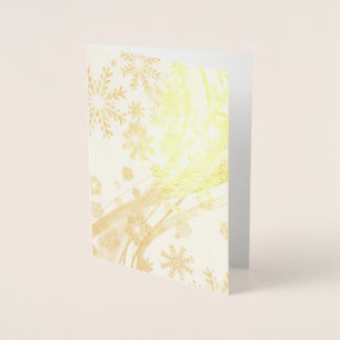 Gold Winter Snowflakes Christmas Swirl Foil Card