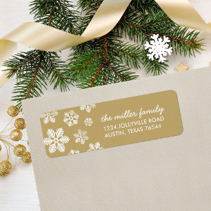 Gold Winter Snowflakes Personalised Address Label