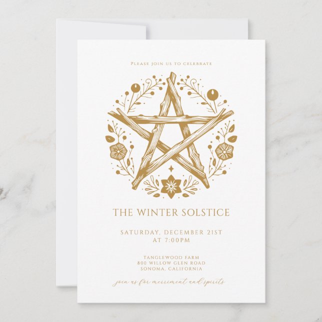 Gold Winter Solstice Party Invitation (Front)