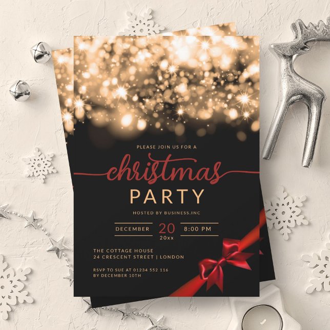 Gold Winter Sparkling Company Xmas Party  Invitation (Gold Winter Sparkling Company Xmas Party Invitation)