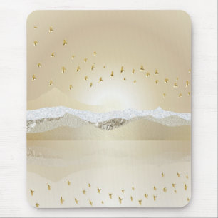 Gold Winter Sunset Mountain Reflection In Water Mouse Mat