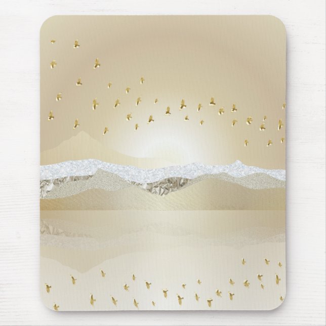 Gold Winter Sunset Mountain Reflection In Water Mouse Mat (Front)
