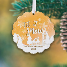 Gold Winter Wonderland Let it Snow Holiday