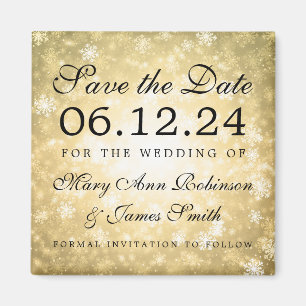 Gold Winter Wonderland Winter Save The Date Magnet