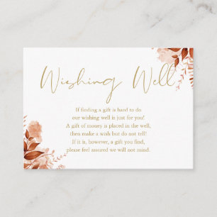 Gold Wishing Well Autumn Fall Floral Wedding Enclosure Card