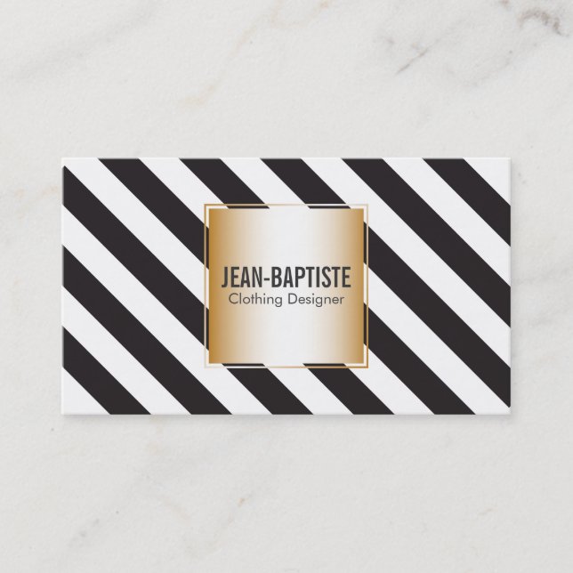 Gold with B&W Stripes Business Card (Front)