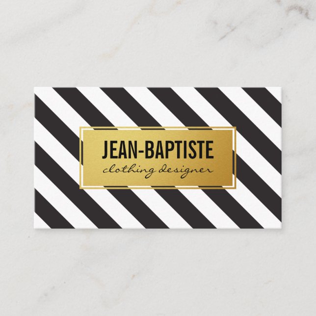 Gold with B&W Stripes Business Card (Front)