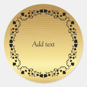 Gold with Black Ivy Trim template Classic Round Sticker