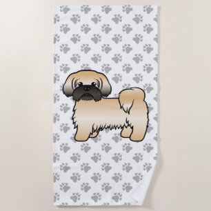Gold With Black Mask Shih Tzu Cute Cartoon Dog Beach Towel