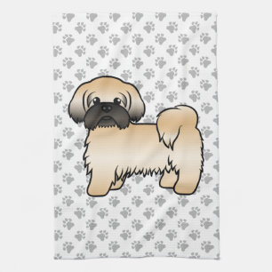 Gold With Black Mask Shih Tzu Cute Cartoon Dog Tea Towel
