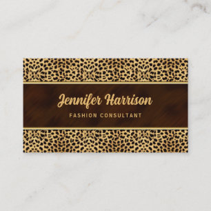 Gold with Cheetah Animal Print Business Card