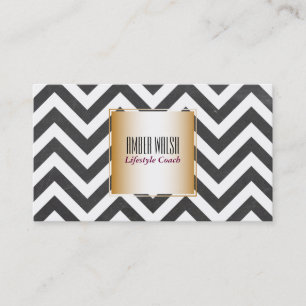 Gold with Chevron Pattern Contemporary Business Card