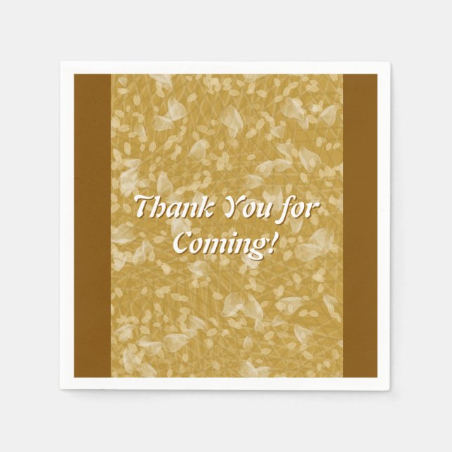 Gold with Flower Petals Paper Napkin (Front)